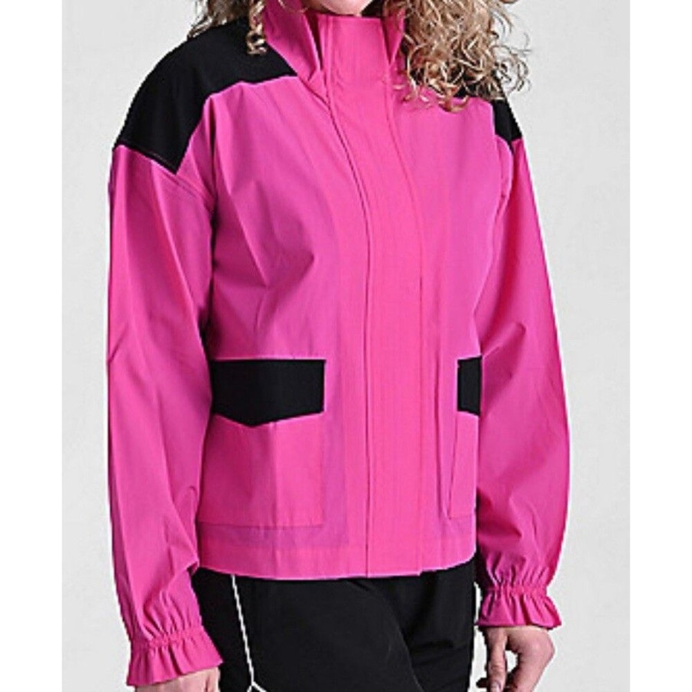 NEW Isabella Full Zip Activewear Jacket Pink Black Long Sleeve XL Zip Pockets